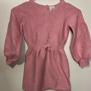 Bundle of Janie & Jack Puff Sleeve Sweater Dress Pink Knit Dress with Bow 4